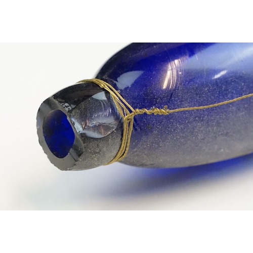 15 - 19th century 'Bristol blue glass rolling pin souvenir, 'Success to Commerce' , A present from Grimsb... 