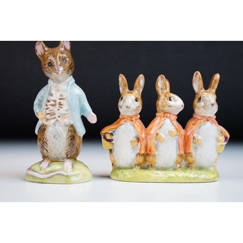 23 - Set of ten Beswick Beatrix potter figurines, to include Hunca Munca, Mrs Rabbit, Tom Kitten, Town Mo... 