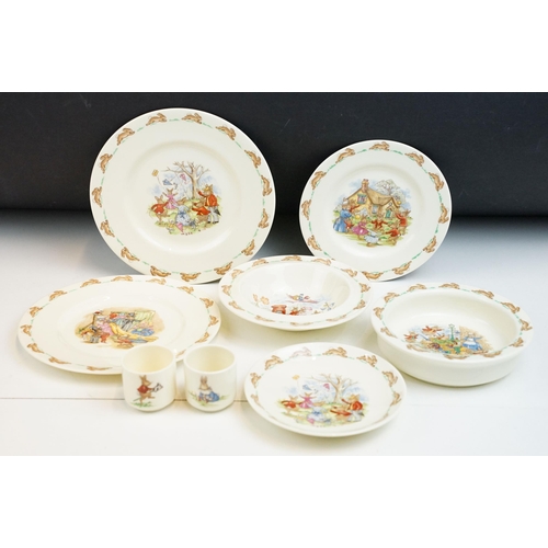 25 - Selection Royal Doulton Bunnykins bone china tableware to include two plates, side plate, saucer, tw... 