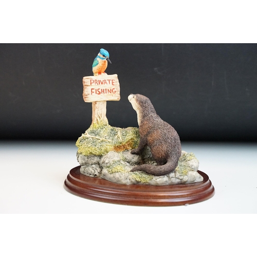 26 - Cotswold clock company otter clock together with Thingumybobs fine art miniatures Lady and Sailor fi... 