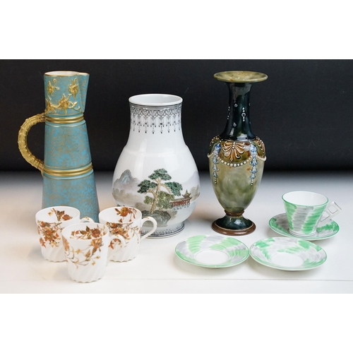 30 - Mixed selection of ceramics to include Royal Doulton Lambeth 6700 vase, H 22cm, Foley abstract coffe... 