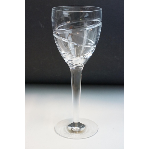 33 - Jasper Conran Stuart crystal spiral design wine glasses, H 25cm