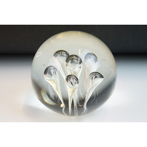 36 - Large clear glass bubble dump paperweight, diameter 17cm