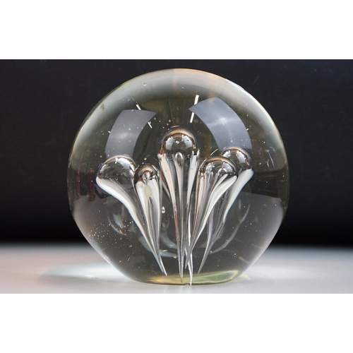 36 - Large clear glass bubble dump paperweight, diameter 17cm