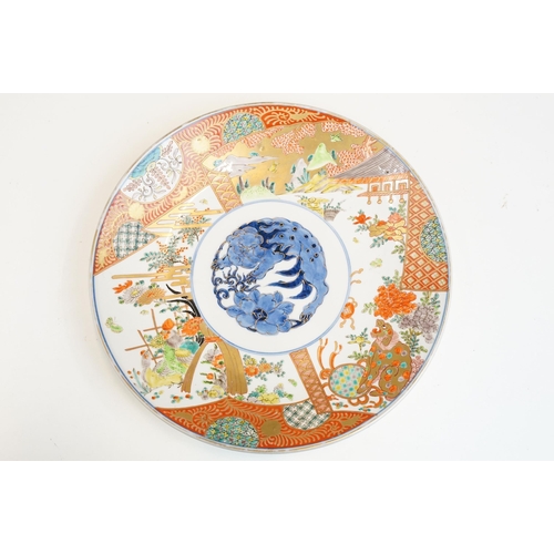 42 - Collection of plates to include a late 19th century Imari enamelled and gilded charger plate, diamet... 