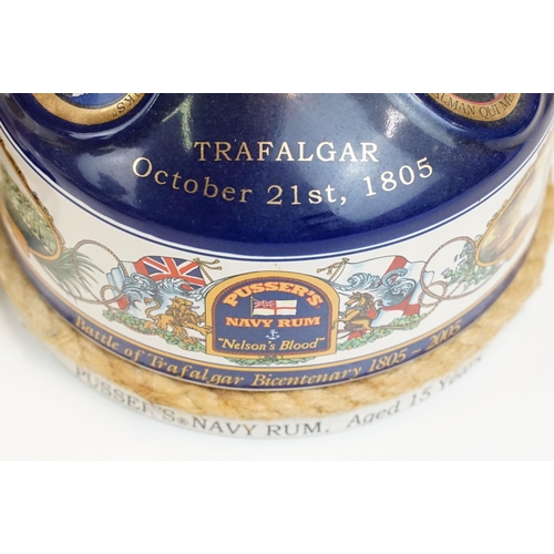 46 - Set of three Pusser's Navy Rum ceramic ship decanters to include a Trafalgar Bicentenary 1805-2005 e... 