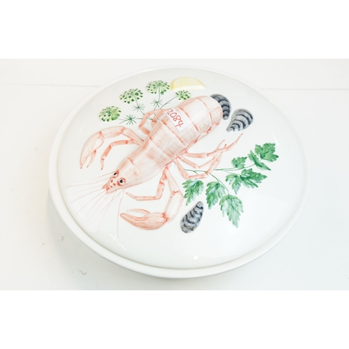 47 - RC Portugal hand painted Lobster lidded tureen soup pot, diameter 33cm together with large serving p... 