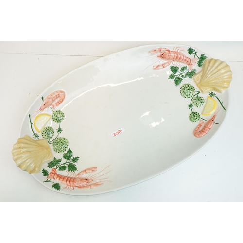 47 - RC Portugal hand painted Lobster lidded tureen soup pot, diameter 33cm together with large serving p... 