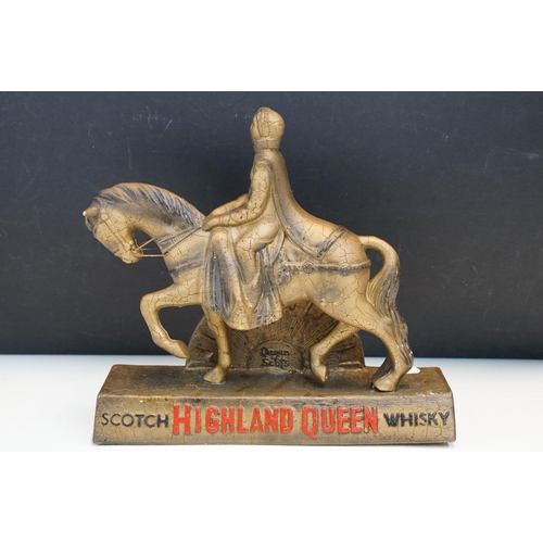 51 - Highland Queen Scotch Whisky horse and rider vintage advertising figure together with a Millefiore d... 