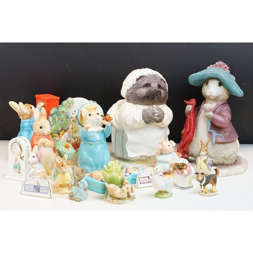 60 - Selection of Beatrix Potter figurines to include large Benjamin Bunny and Mrs Tiggy Winkle examples ... 