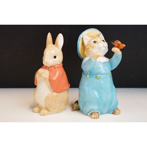 60 - Selection of Beatrix Potter figurines to include large Benjamin Bunny and Mrs Tiggy Winkle examples ... 