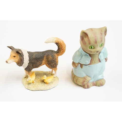 60 - Selection of Beatrix Potter figurines to include large Benjamin Bunny and Mrs Tiggy Winkle examples ... 