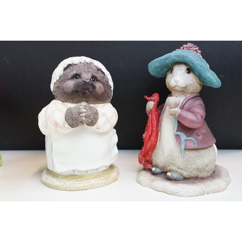 60 - Selection of Beatrix Potter figurines to include large Benjamin Bunny and Mrs Tiggy Winkle examples ... 