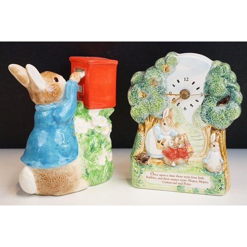 60 - Selection of Beatrix Potter figurines to include large Benjamin Bunny and Mrs Tiggy Winkle examples ... 