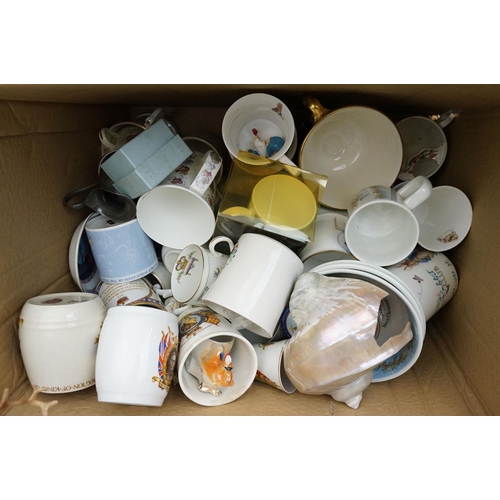 70 - Large collection of commemorative Royal and Beatrix Potter mugs and items to include Royal Worcester... 