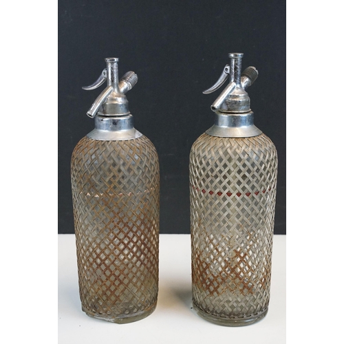 314 - Selection of Art Deco soda syphons to include Sparklets chrome and glass examples and a F.M Rimmingt... 