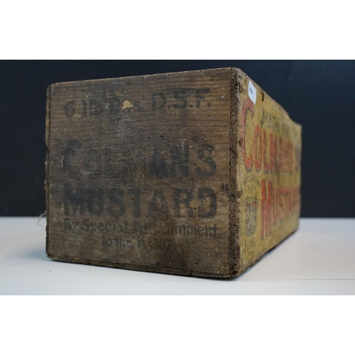 321 - Vintage white enamel bread bin H28 together with Colman's Mustard vintage wooden advertising crate