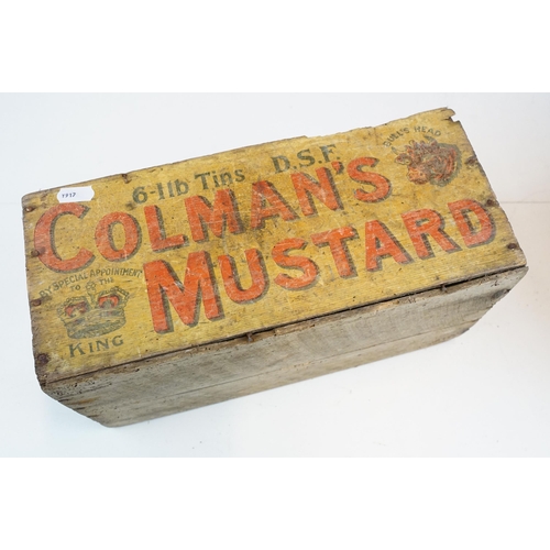 321 - Vintage white enamel bread bin H28 together with Colman's Mustard vintage wooden advertising crate