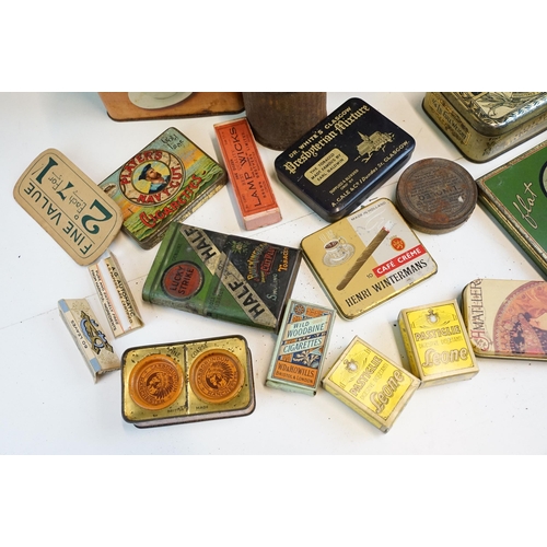 330 - Collection of vintage advertising tins to include Lucky Strike fifties cigarettes, Players cigarette... 