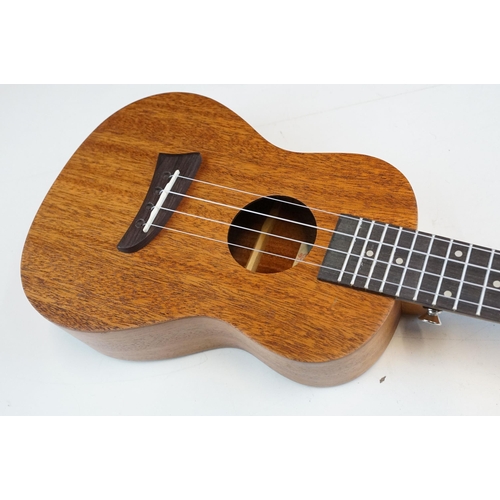 337 - Kmise mahogany Ukulele, Model number MI0596, 62cm together with Thomann stands