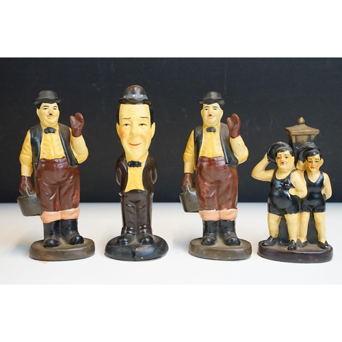 72 - Assortment of Laurel and Hardy ceramic figurines and teapots together with three Buffy the Vampire S... 