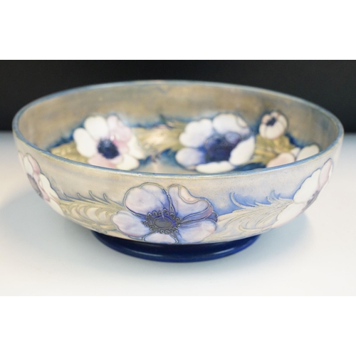 2 - Moorcroft anenome pattern bowl with tube lined florals. Signed to base with impressed marks. Measure... 