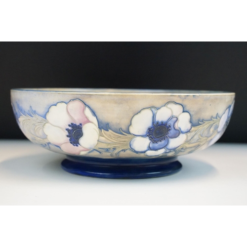 2 - Moorcroft anenome pattern bowl with tube lined florals. Signed to base with impressed marks. Measure... 