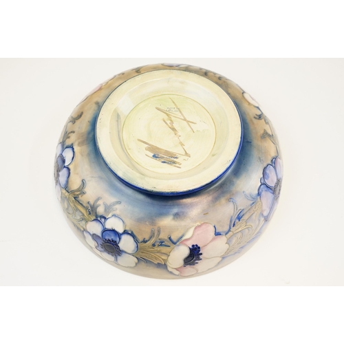 2 - Moorcroft anenome pattern bowl with tube lined florals. Signed to base with impressed marks. Measure... 