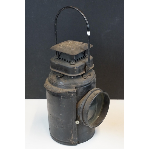 346 - Pair of 20th century railway lantern lamps by Adlake, H 35cm