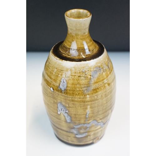 6 - Collection of studio pottery to include two Kim Ford wood fired stoneware bottles (both with impress... 