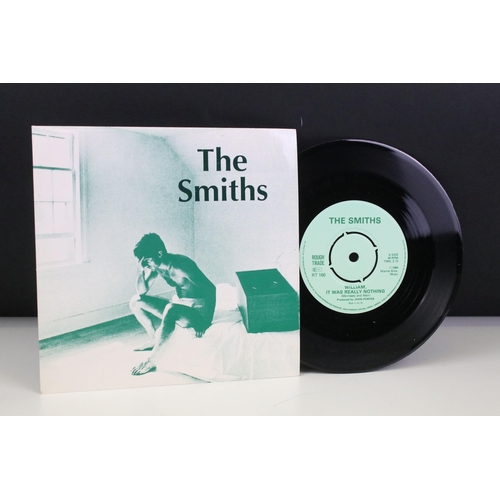 19 - Vinyl -  9 The Smiths original UK 1st pressing 7” singles on Rough Trade Records to include: What Di... 