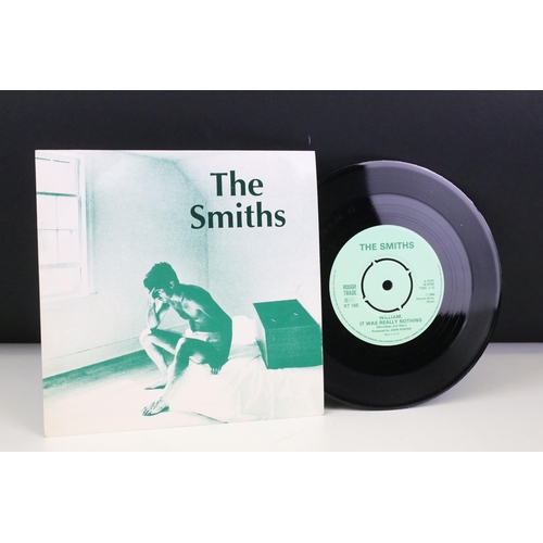 19 - Vinyl -  9 The Smiths original UK 1st pressing 7” singles on Rough Trade Records to include: What Di... 