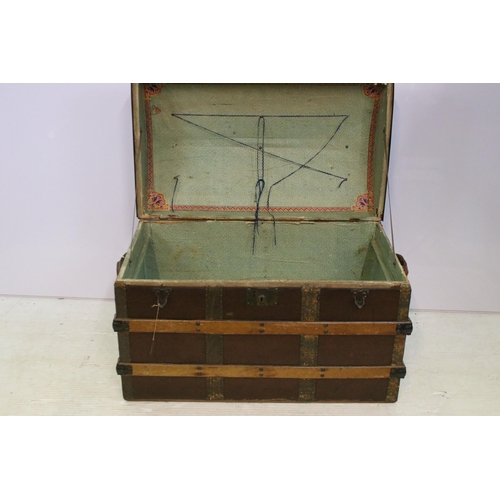 354 - Early 20th century dome topped cabin trunk chest, H 58cm, W 84cm, D 48cm