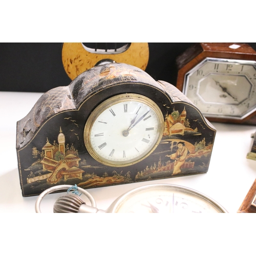 356 - Assorted clocks to include History craft, Smith Electric Art Deco mantle clock, large stopwatch, nov... 