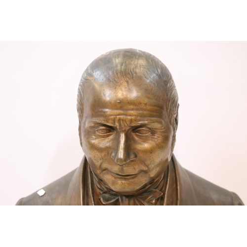 118 - Late 19th century portrait of a gentleman bronze half bust, modelled as a smartly dressed gentleman ... 