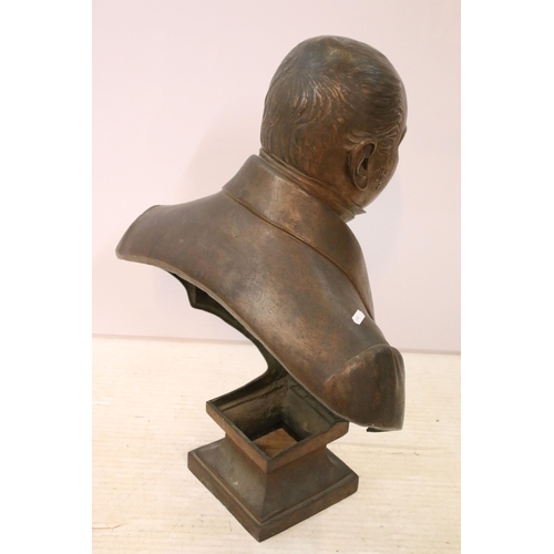 118 - Late 19th century portrait of a gentleman bronze half bust, modelled as a smartly dressed gentleman ... 