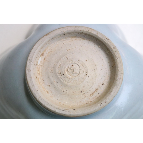 13 - James Walford  (1913 - 2003) studio pottery stoneware bowl with scalloped rim and celadon glaze. Imp... 