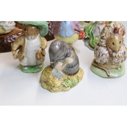 86 - Collection of Beatrix Potter Beswick figurines to include Benjamin Bunny, Mrs Tiggy-Winkle, Squirrel... 