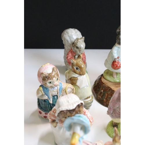 86 - Collection of Beatrix Potter Beswick figurines to include Benjamin Bunny, Mrs Tiggy-Winkle, Squirrel... 