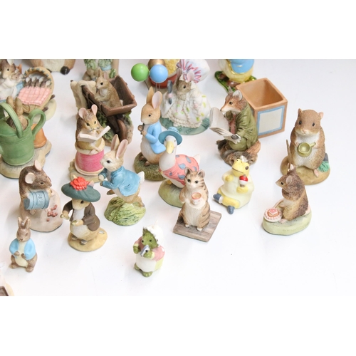 87 - Assortment of Beatrix Potter figurines to include Border Fine Arts examples, Peter Rabbit running, G... 