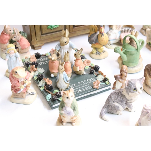 87 - Assortment of Beatrix Potter figurines to include Border Fine Arts examples, Peter Rabbit running, G... 