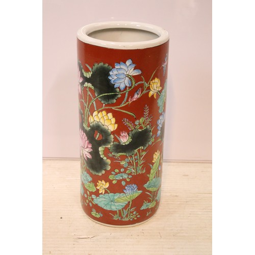 323 - Hand-painted ceramic stick / umbrella stand, 48cm high