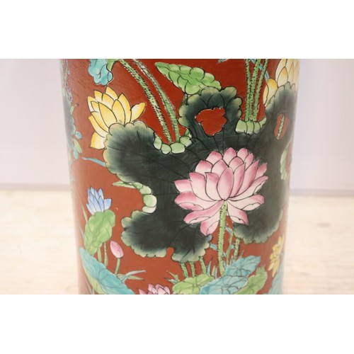 323 - Hand-painted ceramic stick / umbrella stand, 48cm high