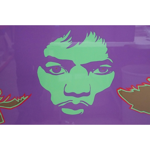 715 - Memorabilia - Framed & glazed Jimi Hendrix limited edition silk screen print by Larry Smart.  Number... 