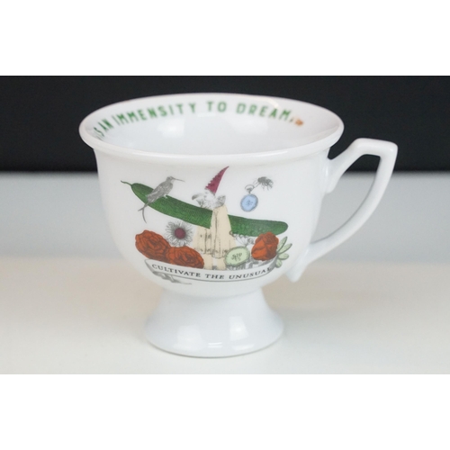 79 - Assortment of promotional advertising Hendricks Gin tea cups with quotes and illustrations, 35 total