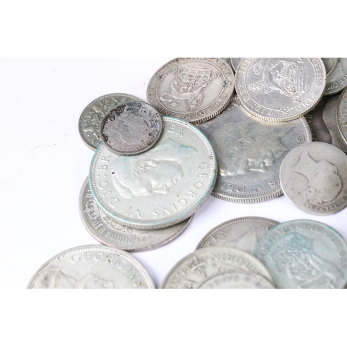 4 - A good collection of British pre decimal silver coins, includes pre 1920 and pre 1947 examples with ... 