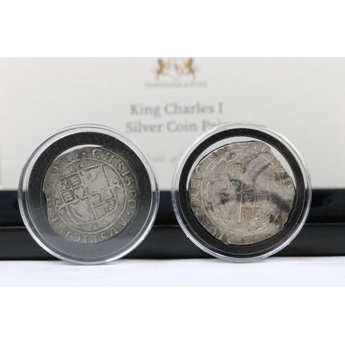 41 - Two King Charles I hammered silver coins, c.1625-1649, both encapsulated within fitted case and comp... 