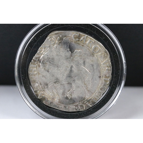 41 - Two King Charles I hammered silver coins, c.1625-1649, both encapsulated within fitted case and comp... 