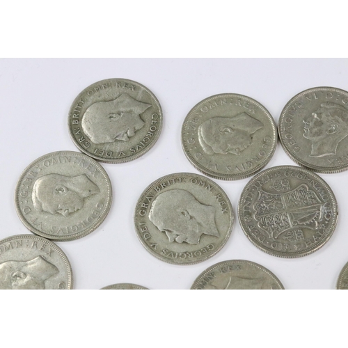 8 - A collection of British pre decimal King George V and King George VI pre 1947 silver half crown coin... 