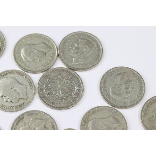 8 - A collection of British pre decimal King George V and King George VI pre 1947 silver half crown coin... 